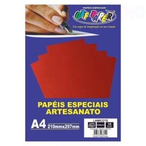 PAPEL LAMICOTE VERMELHO A4 250G 10FLS