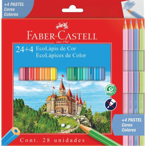 LAPIS DE COR 24 CORES TRIANGULAR + lapis pastel gratis
